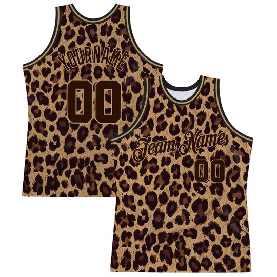 Discover Custom Brown & Old Gold Leopard Basketball Jersey  3D Pattern Authentic Basketball Jersey, Unisex Sportswear