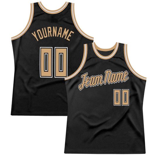 Discover Custom Black Old Gold-White Authentic Throwback Basketball Jersey, Unisex Sportswear