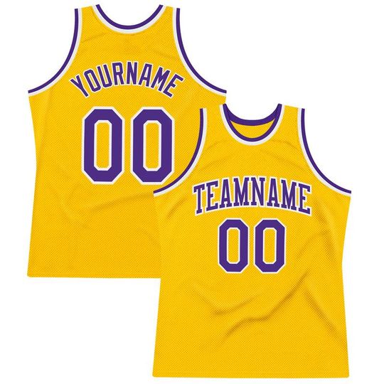 Discover Custom Gold Purple-White Authentic Throwback Basketball Jersey