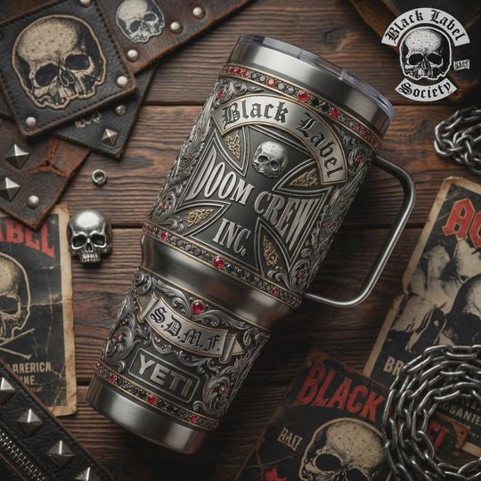 Discover Heavy Metal Biker Skull Cross Travel Mug Dark Aesthetic Insulated Cup