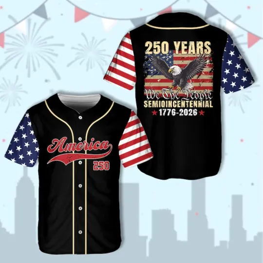 Discover America 250th Anniversary Baseball Jersey Patriotic