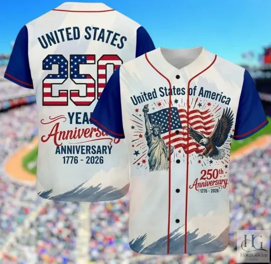 Discover USA 250th Anniversary Baseball Jersey Patriotic American