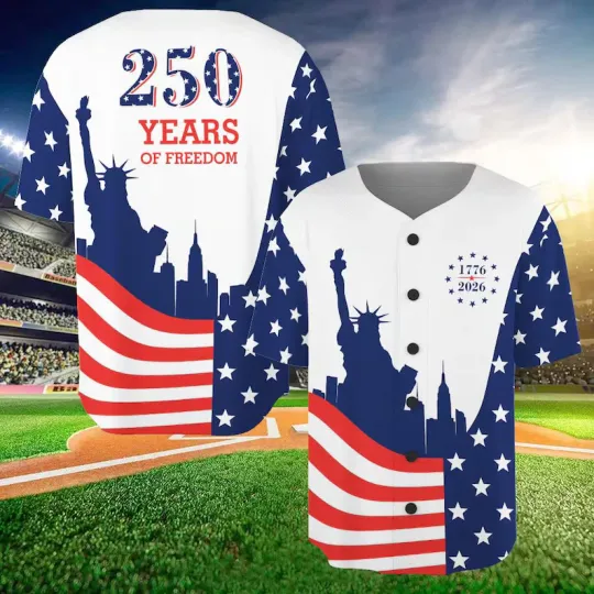Discover America 250th Anniversary Baseball Jersey USA Patriotic Fan