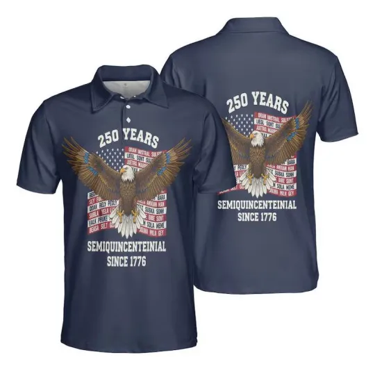 Discover USA 250th Anniversary Patriotic Eagle Polo