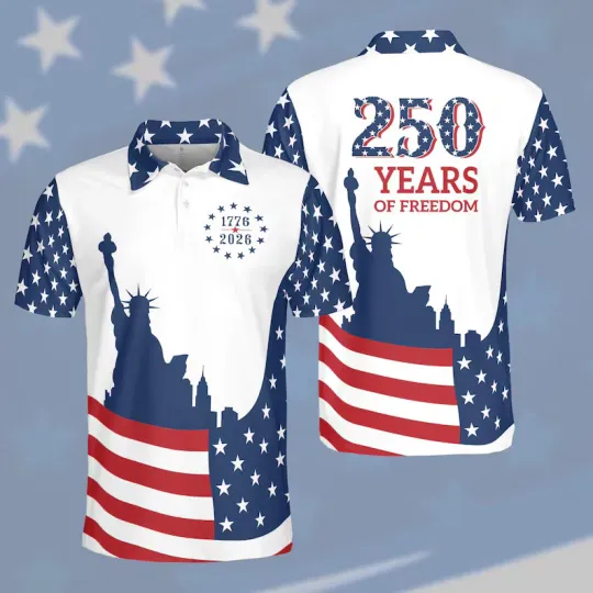 America 250th Anniversary Polo Shirt Patriotic Celebration