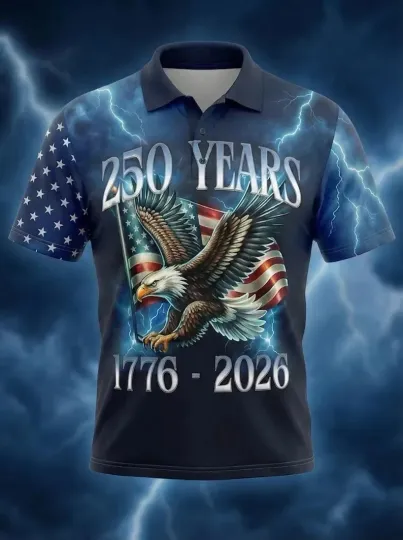 Discover USA 250th Anniversary Polo Shirt American Independence