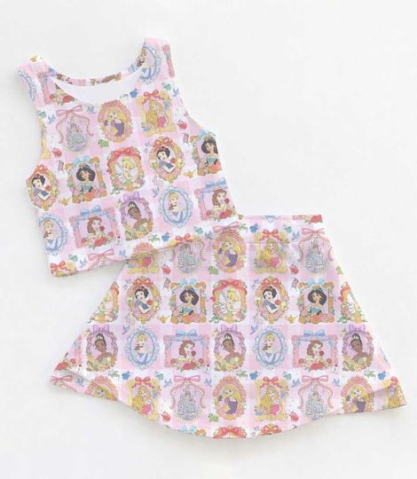 Discover Magical Disney Princess Mirror Coquette Activewear Set, Mirror Frame Bow Skort Outfit, RunDisney Princess Marathon Mothers Day Birthday Gift