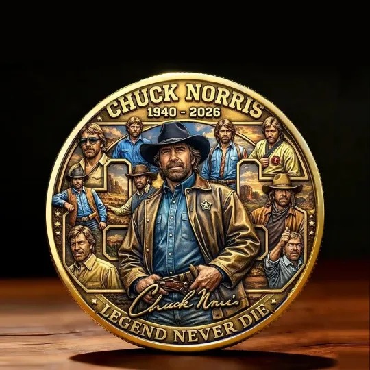 Chuck Norris Signature Legend Never Die Challenge Coin Texas Ranger Fan Gift