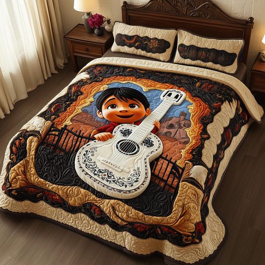 Discover Colorful Guitar Boy Quilt Bedding Set Mexican Style Comforter Cover Music Theme Bedroom Decor Beautiful Bedspread Perfect Room Gift