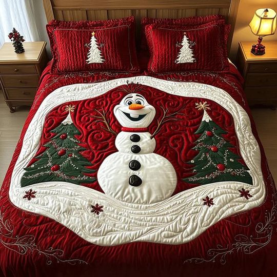 Discover Merry Christmas Snowman Quilt Bedding Set Red Winter Comforter Cover Festive Holiday Bedroom Decor Cozy Bedspread Perfect Gift For Kids