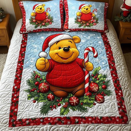 Discover Snowy Christmas Bear Bedding Set Festive Holiday Quilt Comforter Cover Cozy Winter Bedroom Decor Cute Bedspread Perfect Kids Room Gift
