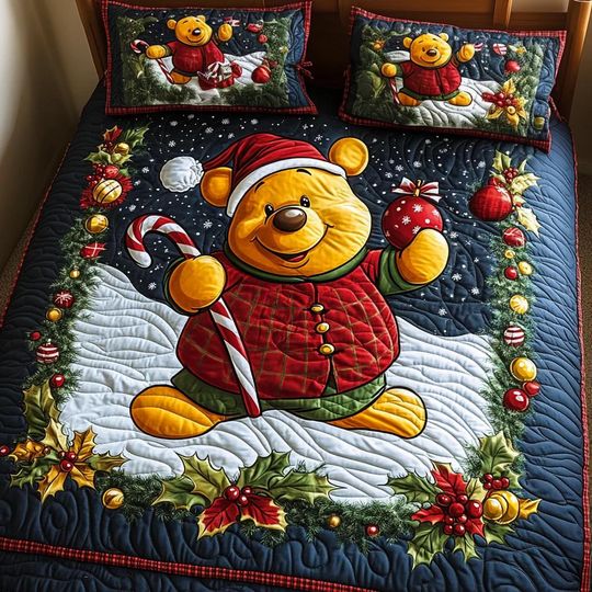 Discover Cute Christmas Bear Quilt Bedding Set Festive Holiday Comforter Cover Cozy Winter Bedroom Decor Funny Bedspread Perfect Gift For Kids