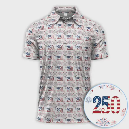 Discover USA 250th Anniversary Golf Polo Shirt