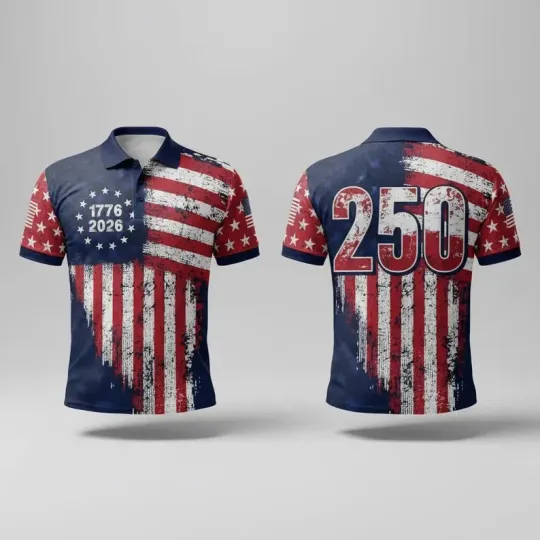 250th USA Anniversary Polo Shirt Patriotic