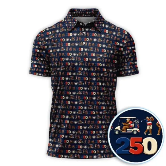 Discover 250th Anniversary USA Patriotic Golf Polo Shirt for Men