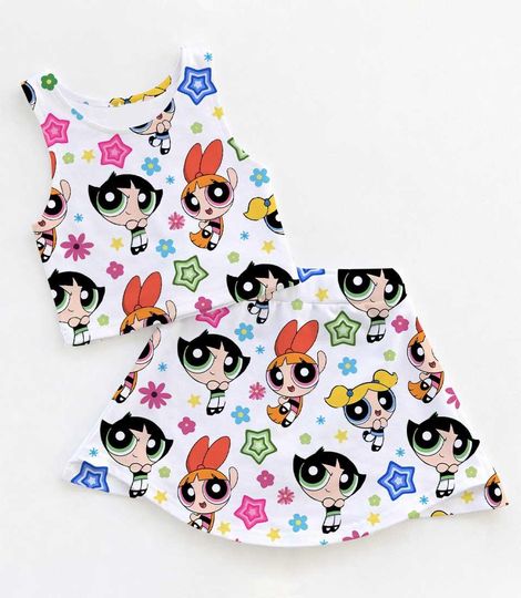 The Powerpuff Girls Outfit, Activewear Set, Adult/Child Disney Shirt, Cartoon Sport Dress, Disney Athletic Set,Sport Powerpuff Girls Dress