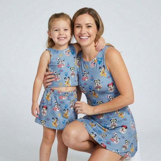 Discover Nautical Blue Mickey and Friends Cruise Activewear Set, DCL Castaway Cay Sailing Adventure Outfit, Summer Vacation RunDisney Women Skort Gea