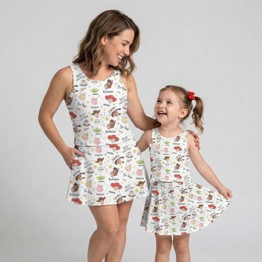 Playful Toy Story Doodle Sketch Activewear Set, Woody Buzz Jessie Rex Skort Outfit, Hollywood Studios RunDisney Mothers Day Gear Birthday Gi