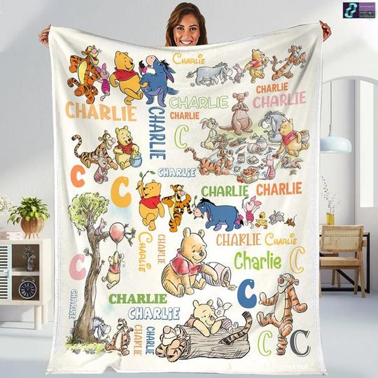 Discover Personalized Pooh Bear And Friends Blanket, Winnie The Pooh Blanket, Birthday Gift For Her Him Blanket, Custom Name Blanket, Disneyland 2025