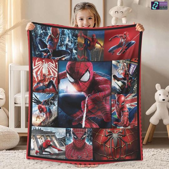Discover Spider Man Fleece Blanket, Custom Spiderman Blanket, Spider Birthday Theme Party, Retro Avenger Superhero Throw Blanket For Bed Couch Sofa