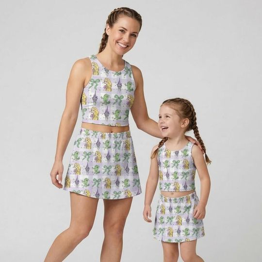 Discover Playful Doodle Rapunzel Purple Plaid Activewear Set, Tangled Pascal Skort Outfit, runDisney Princess Marathon Mothers Day Birthday Gift Gear