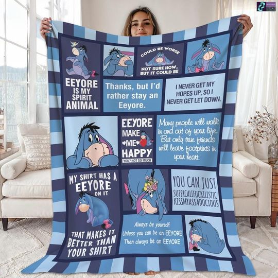 Discover Disneyland Eeyore Fleece Blanket, Winnie The Pooh Eeyore Blanket, Pooh Bear Throw Blanket For Bed Couch Sofa, Eeyore Birthday Christmas Gift