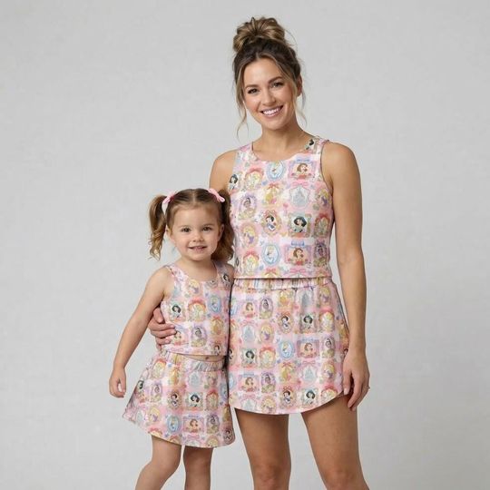 Discover Magical Princess Mirror Coquette Activewear Set, Pink Plaid Skort Outfit, runDisney Princess Marathon Mothers Day Birthday Gift Gear