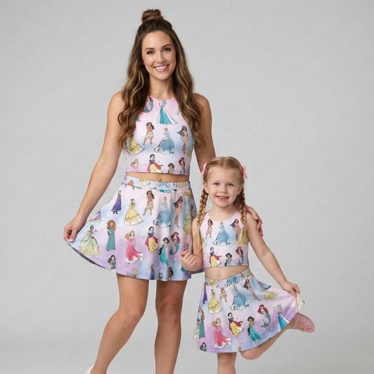 Discover Magical Disney Princess Watercolor Activewear Set, Ariel Belle Moana Skort Outfit, RunDisney Princess Marathon Mothers Day Birthday Gift Gea