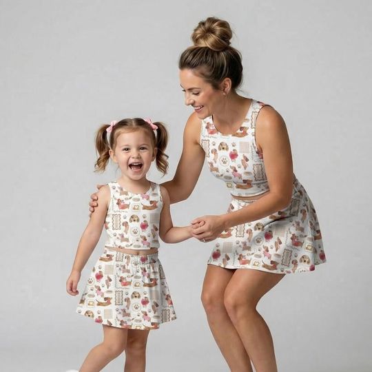 Discover Adorable Dachshund Activewear Set, Watercolor Wiener Dog Bow Print, Pet Lover Tennis Skirt and Tank, Cute Puppy Workout Outfit 2026