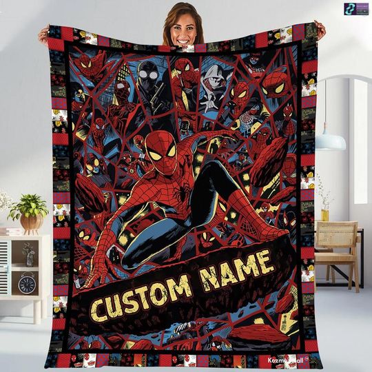 Discover Personalized Superhero Blanket, Custome Spiderman Fleece Blanket, Spiderman Birthday Theme Party Blanket, Spiderman Blanket For Boys Girls