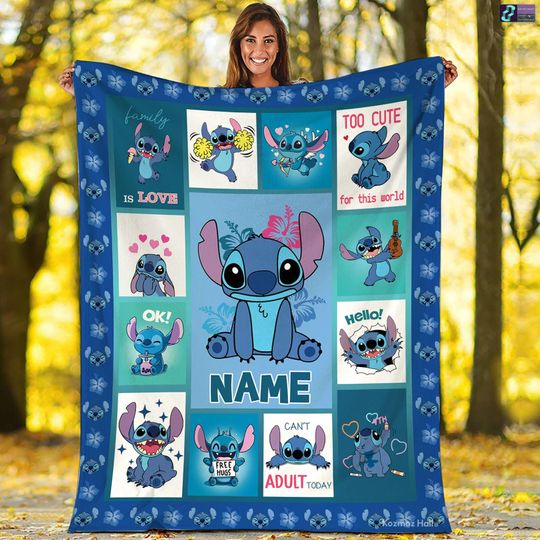 Discover Personalized Stitch Fleece Blanket, Ohana Means Family, Lilo And Stitch Blanket, Magic Kingdom Blanket, Disneyland Blanket, Christmas Gift