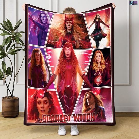 Scarlet Witch Fleece Blanket, Wanda Maximoff Wanda Vision Fleece Blanket, WandaVision Multiverse Of Madness Throw Blanket For Bed Couch Sofa