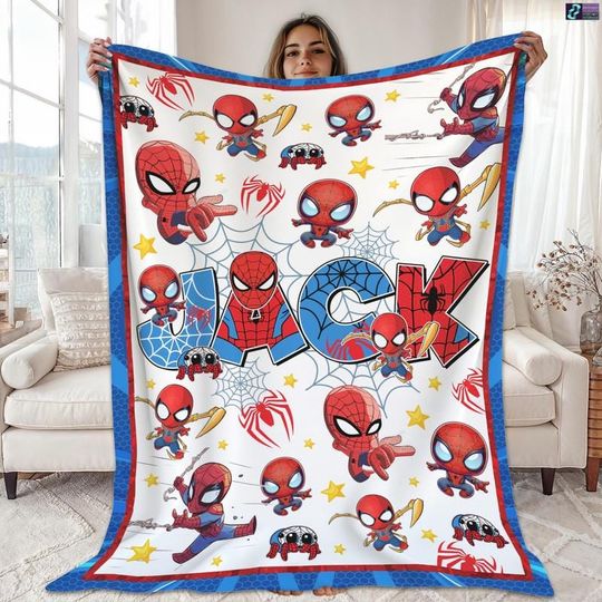 Discover Personalized Spiderman Fleece Blanket, Custom Superhero Blanket, Spiderman Throw Blanket For Bed Couch Sofa, Spiderman Birthday Theme Gift