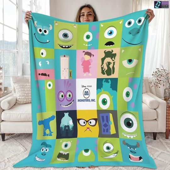 Disneyland Monsters Inc Fleece Blanket, Monsters Inc University Blanket, Monsters Inc Blanket For Bed Couch Sofa, Disneyland Birthday Gift