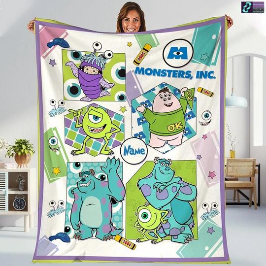 Discover Personalized Disneyland Monsters Inc Blanket, Funny Monsters Movie Blanket, Magic Kingdom Blanket, Disneyland Cartoon Blanket, Birthday Gift