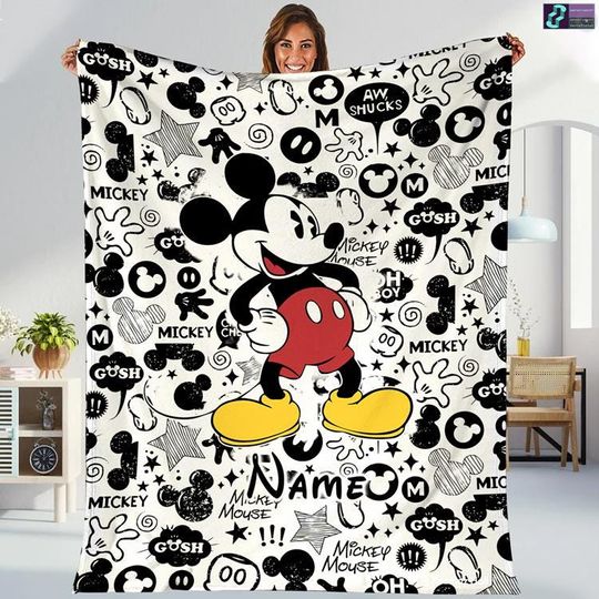 Personalized Disneyland Mickey Minnie Mouse Blanket, Disneyland Classic Mickey Blanket, Magic Kingdom Blanket, Custom Mickey Mouse Blanket