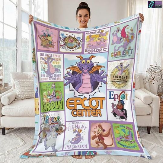 Discover Figment Epcot Blanket, Figment One Little Spark Blanket, Epcot Festival Blanket, Disneyland Fleece Blanket, Disneyworld Throw Blanket Gift