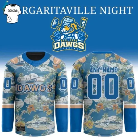 Discover Custom Roan.oke Ra.il Ya.rd Da.wgs Margaritaville Night Special Hockey Shirt