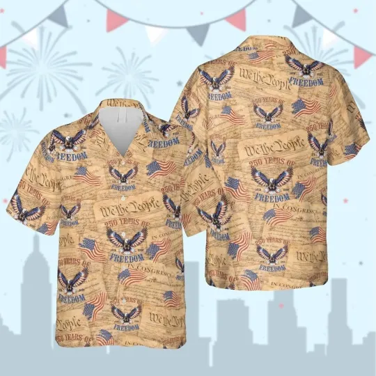 Discover America 250th Anniversary Hawaiian Shirt, 250 Years Of Freedom Button Shirt