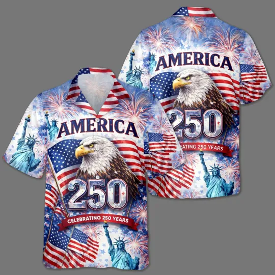 Discover America 250th Anniversary Hawaiian Shirt, 250 Years Of Freedom Button Shirt