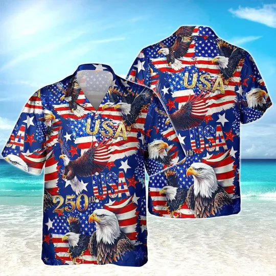 Discover America 250th Anniversary Hawaiian Shirt, 250 Years Of Freedom Button Shirt