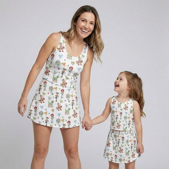 Playful Toy Story Friends Balloon Activewear Set, Woody Buzz Pixar Hollywood Studios Outfit, RunDisney Marathon Women Summer Skort Gift Gear