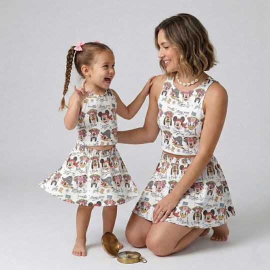 Mickey and Friends Pirate Night Activewear Set, DCL Nautical Ship Skort Outfit, Disney Cruise Line Summer Vacation Mothers Day Party Gear