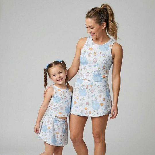 Discover Enchanted Princess Sidekick Activewear Mommy and Me, Cinde Gus Jaq Mice Blue Print, runDisney Princess Marathon 2026, Matching Tennis S