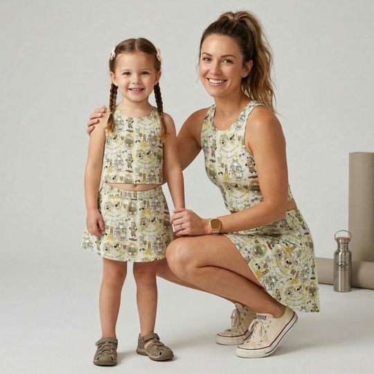 Discover Adventurous Mickey Safari Yellow Plaid Activewear Set, Animal Kingdom Skort Outfit, runDisney Marathon Mothers Day Summer Vacation Gear