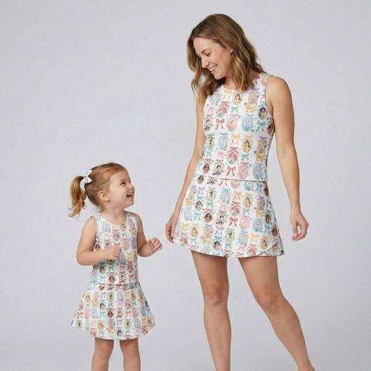 Magical Disney Princess Mirror Coquette Activewear Set, Mirror Frame Bow Skort Outfit, RunDisney Princess Marathon Mothers Day Birthday Gift