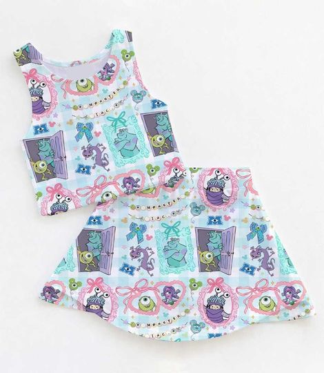 Aesthetic Monsters Inc Activewear Set, Watercolor Mike Sulley Boo Mirror Print, Coquette Bow Disney Workout Outfit, runDisney 2026