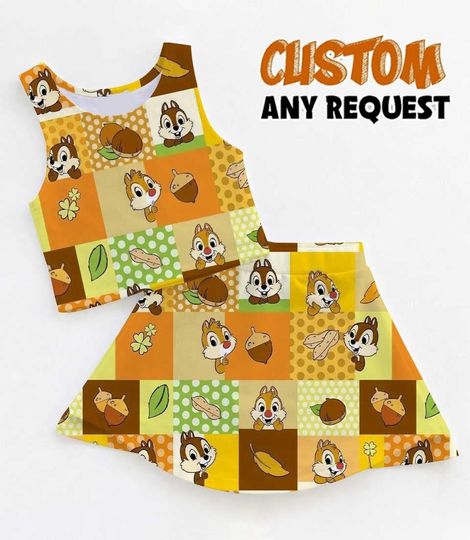 Chip And Dale Outfit, Activewear Set, Adult Child Disney Shirt, Athletic Set, Disney Athletic Set, Athletic Fabric,Disney Outfit