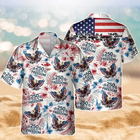 Discover America 250th Anniversary Hawaiian Shirt, 250 Years Of Freedom Button Shirt