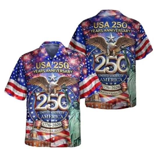 Discover America 250th Anniversary Hawaiian Shirt, 250 Years Of Freedom Button Shirt